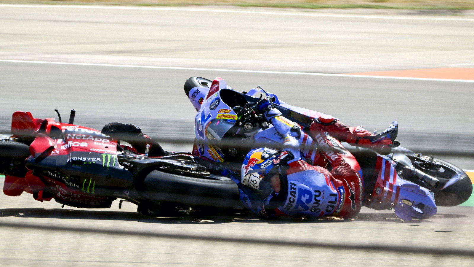 Alex Marquez, Francesco Bagnaia crash, 2024 Aragon MotoGP